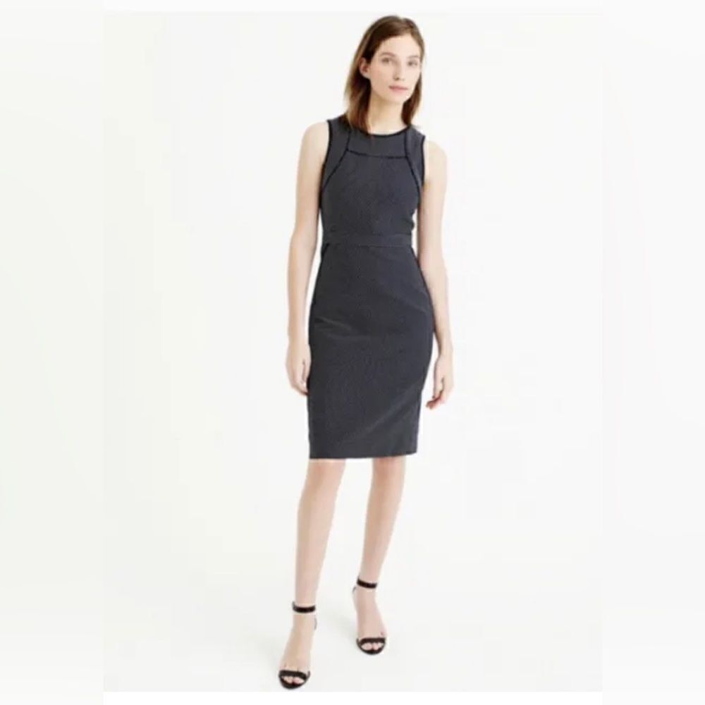 J.Crew Tipped Sheath Dress Dotted Jacquard, Sz 4‎
